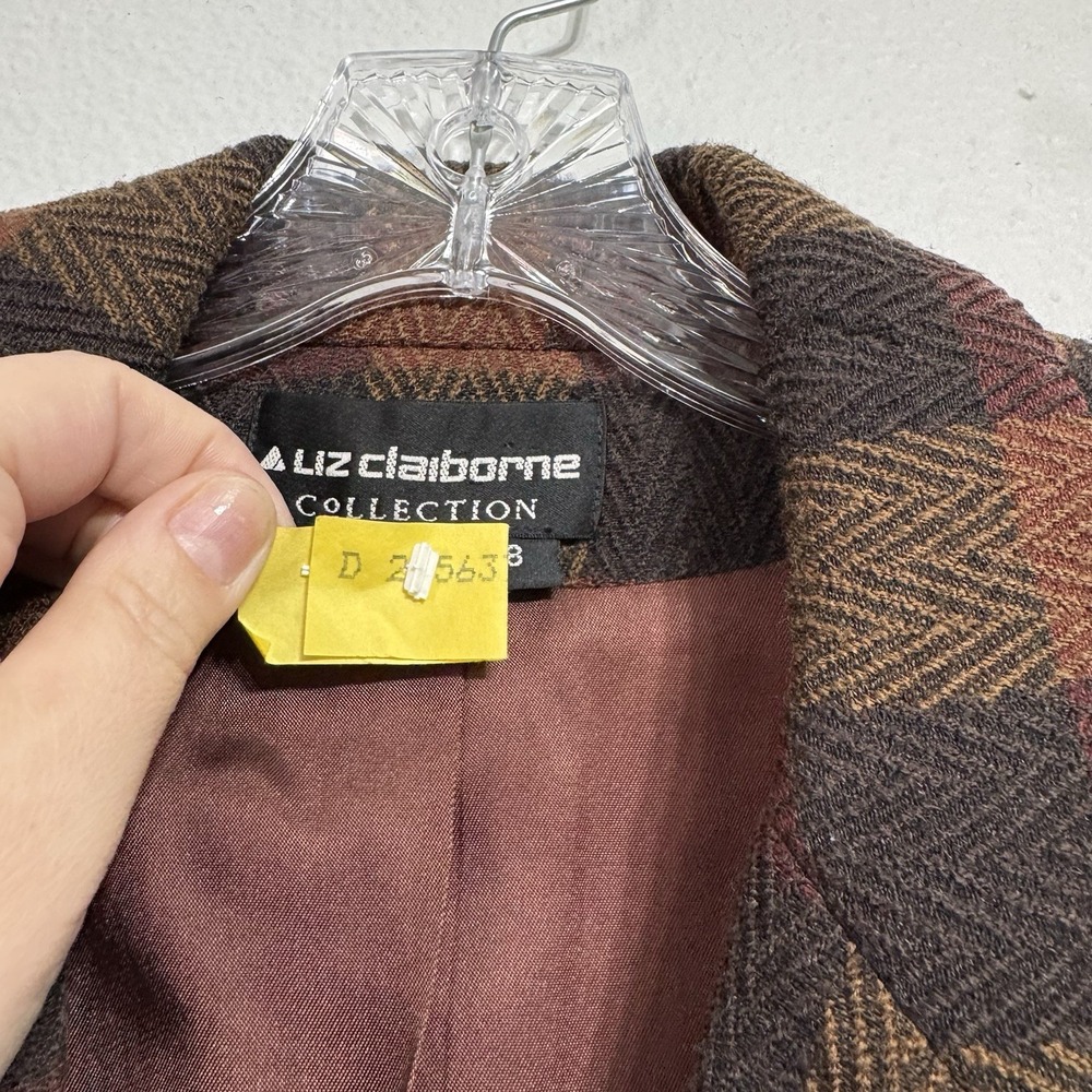 Liz Claiborne Herringbone Blazer Womens Size 8 Vintage USA Union Made READ DESC. - Picture 6 of 13